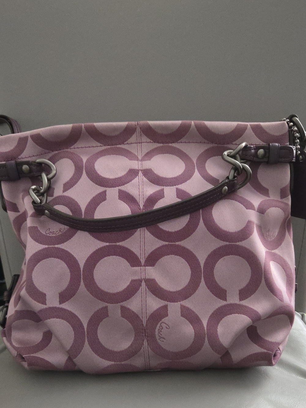Coach Plum Signature Canvas Shoulder Bag